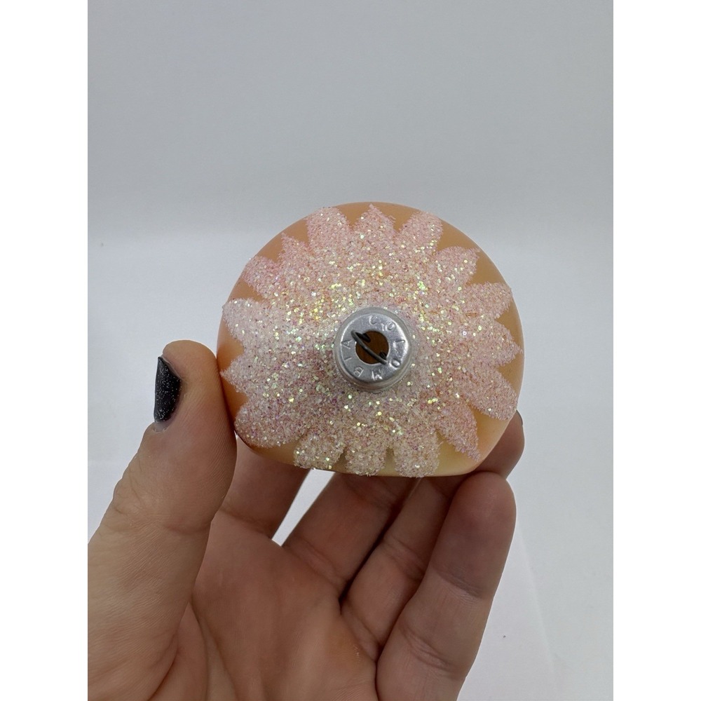 Vintage Christmas Tree Ornament Mercury Blown Glass Peach Bauble Snow - Picture 4 of 7